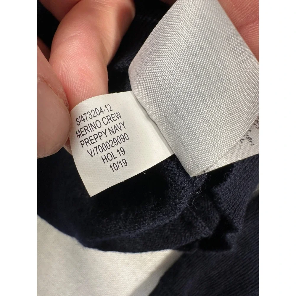 Banana Republic Mens Italian Merino Wool Crewneck Sweater Preppy Navy Blue L‎